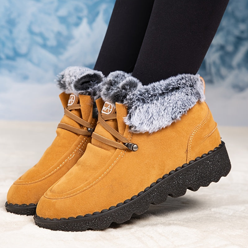 Women's Snow Boots Fleece Lined Waterproof Short Warm Casual Shoes