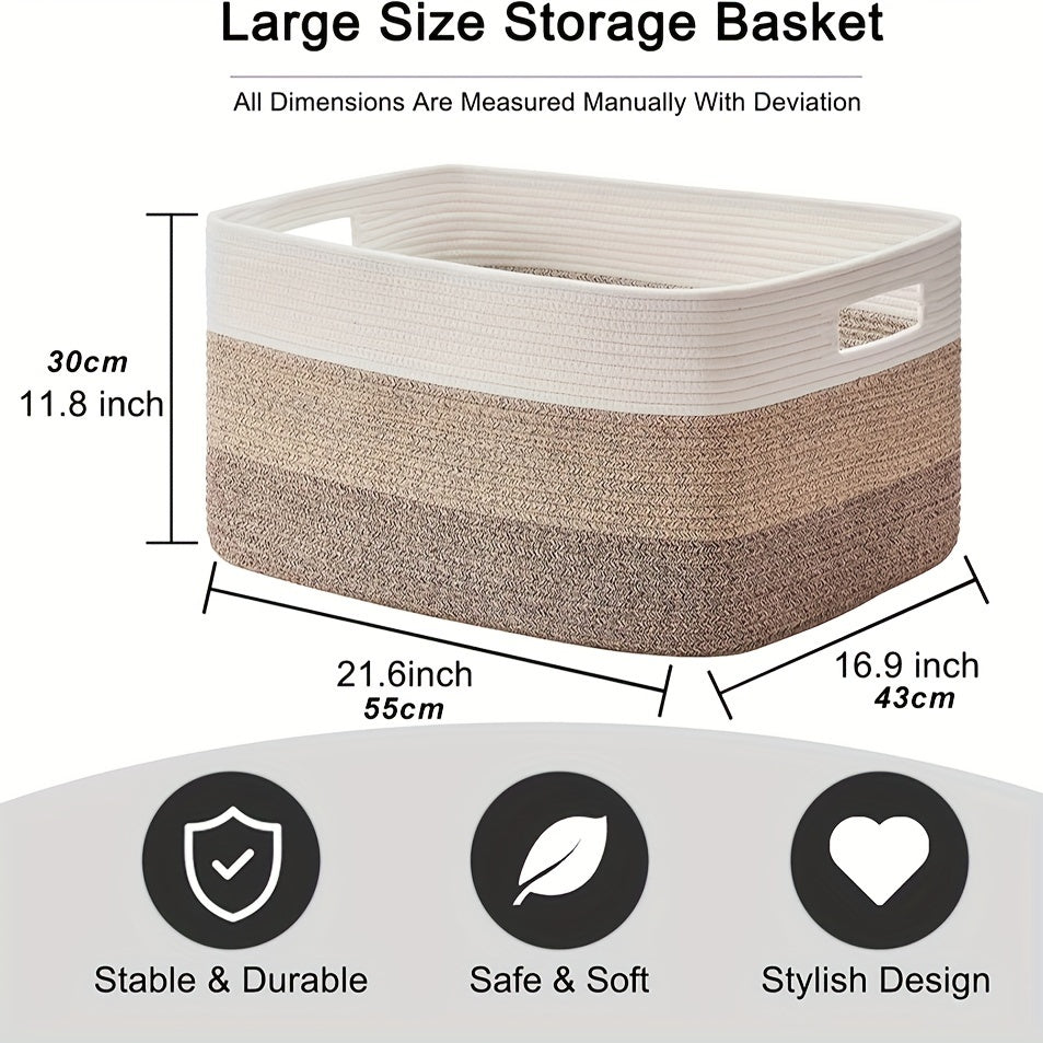 Rectangular Storage Basket for Living Room Organization 54.86cm x 42.93cm x 29.97cm