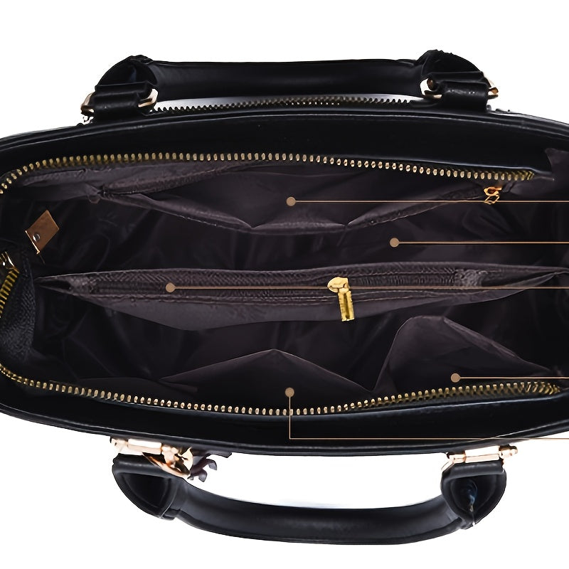 Women's PU French Design Handbag Large Capacity Casual Light Luxury Korean Print