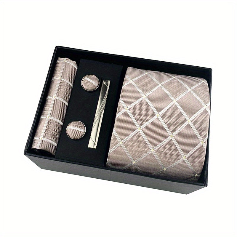 Мужской черный галстук с пейсли, комплект с квадратным шарфом, запонками и зажимом для галстука