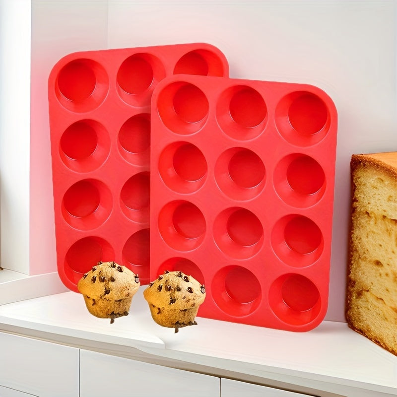 Silicone Baking Mold 12-Cavity Rectangular Non-Stick Heat-Resistant for Cakes Puddings Tarts