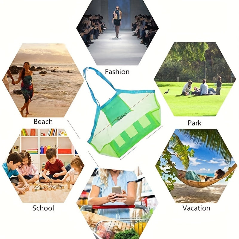 Большая сетчатая пляжная сумка с оксфордской тканью, водоотталкивающая и быстро сохнущая для полотенец, игрушек и продуктов