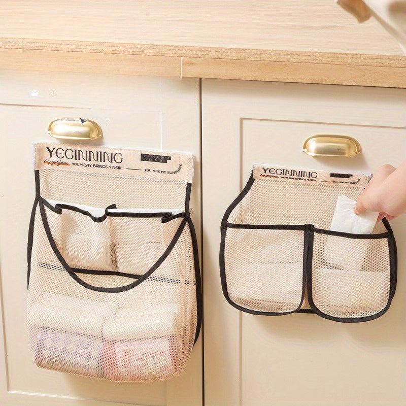 Wall-Mounted Mesh Storage Organizer for Kitchen Garbage Bags and Plastic Bags