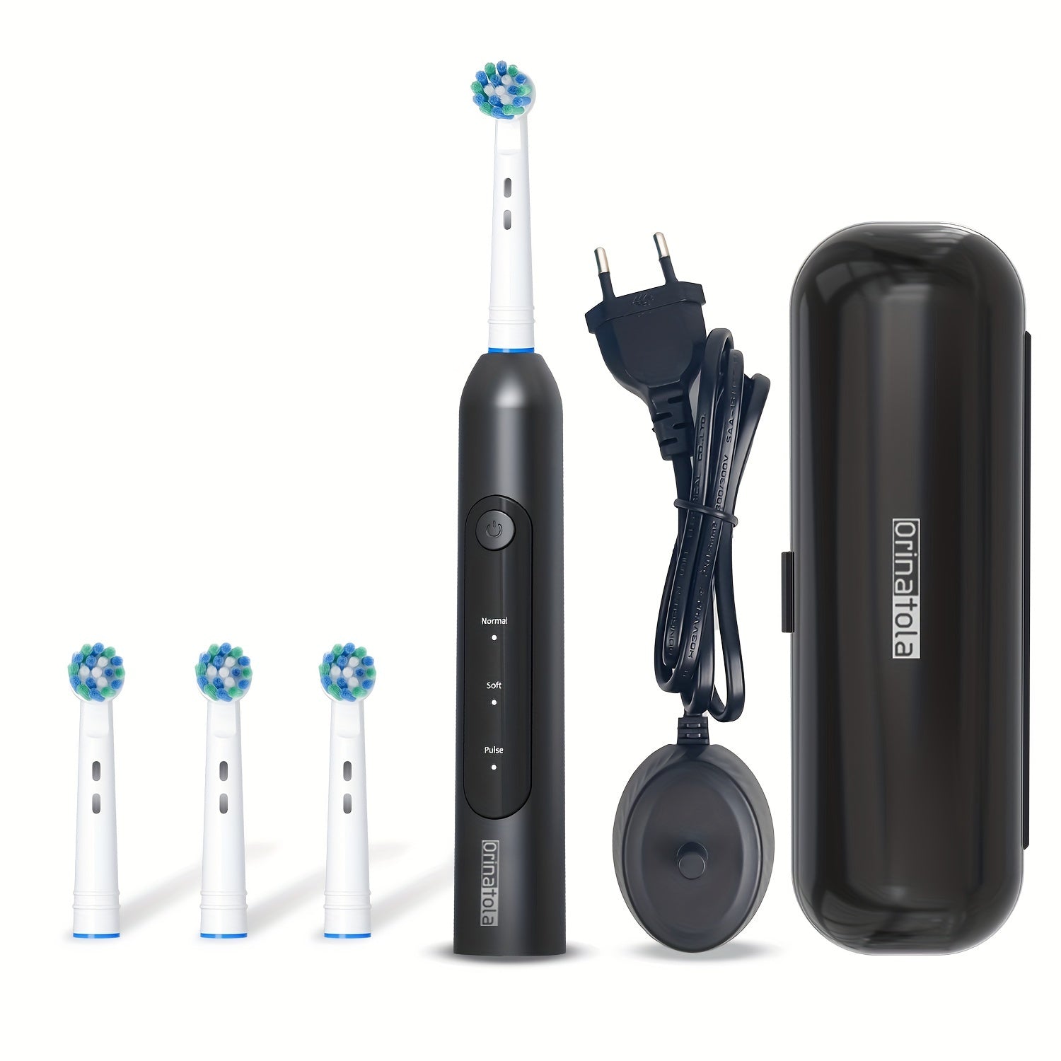 Cepillo de dientes eléctrico para adultos con 3 modos, batería recargable, estuche de viaje