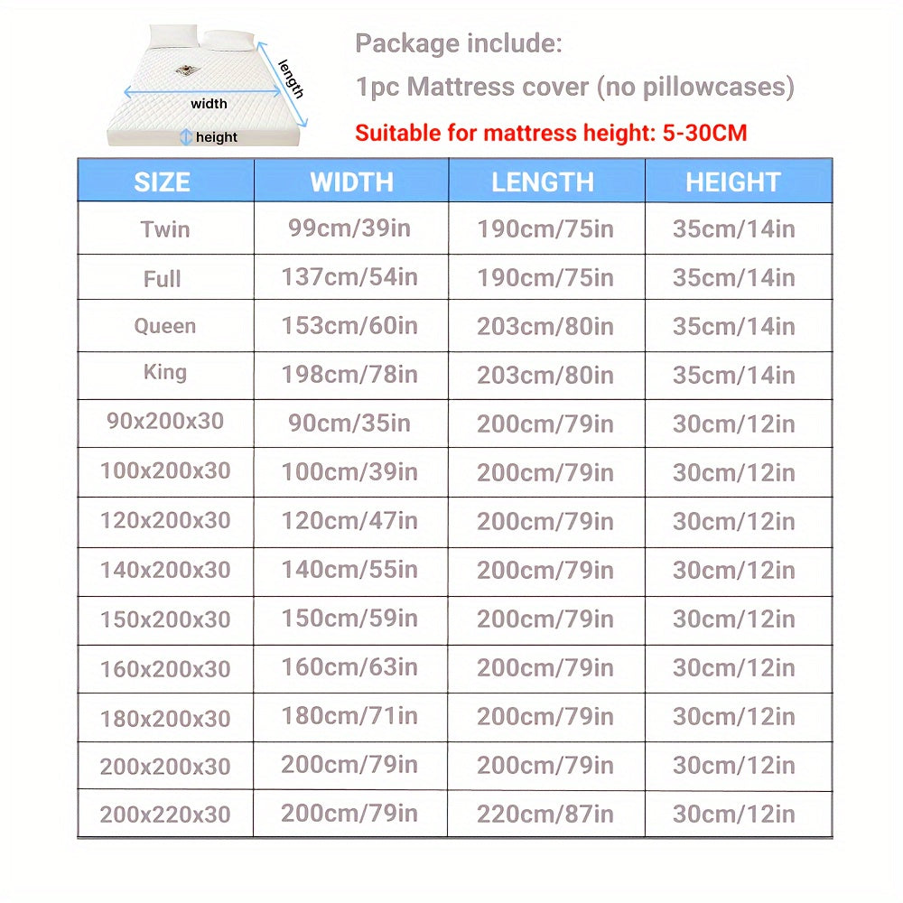 Waterproof Quilted Fitted Bed Sheet Protector for Single or Double Bed Gray White 1 Piece