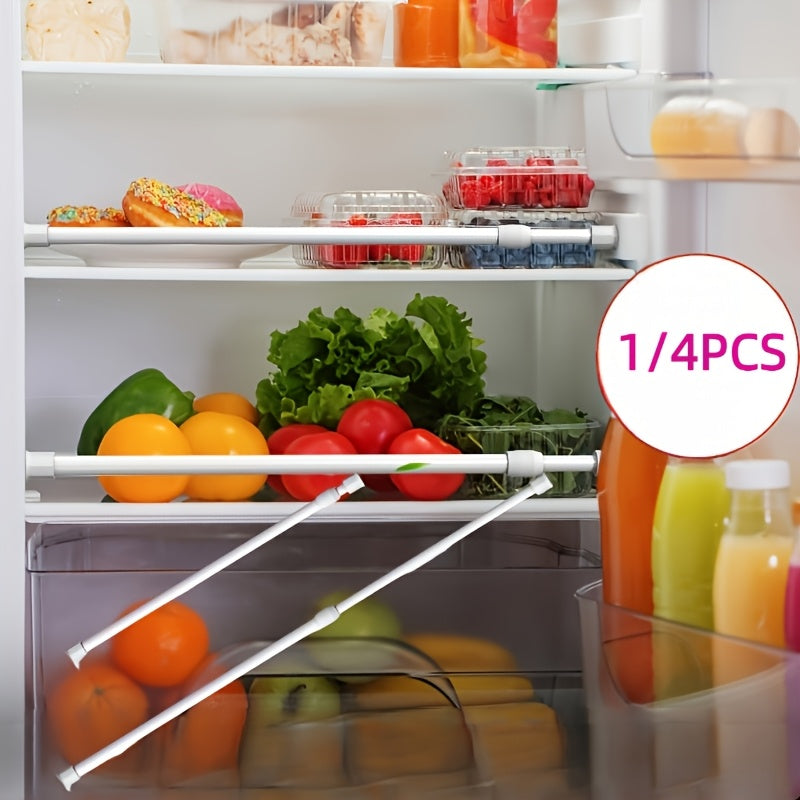 Adjustable White Refrigerator Cabinet Tension Rods Non-Slip Extension