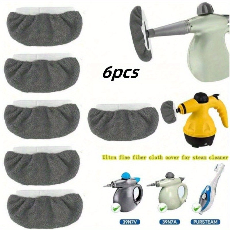 6pcs Reusable Ultra-Fine Fiber Steam Pads for Handheld Steam Cleaners Green Gray