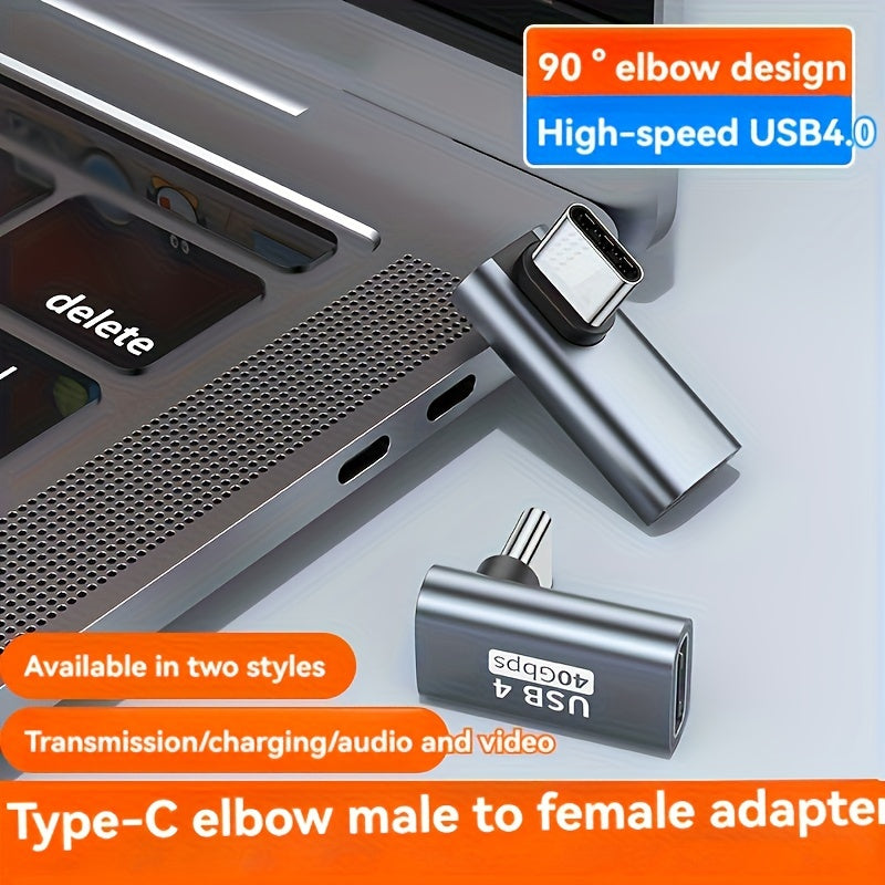 USB C Adapter 90 Degree Female to Male Fast Charging Right Angle Elbow