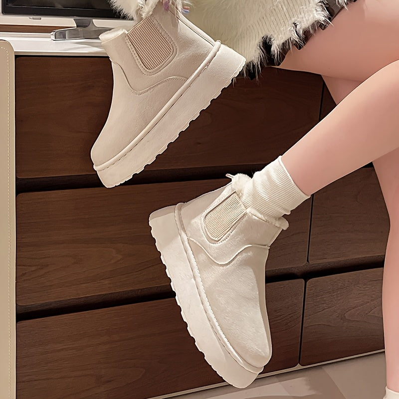 Women's Winter Snow Boots Mid-Calf Waterproof Rubber Sole Black