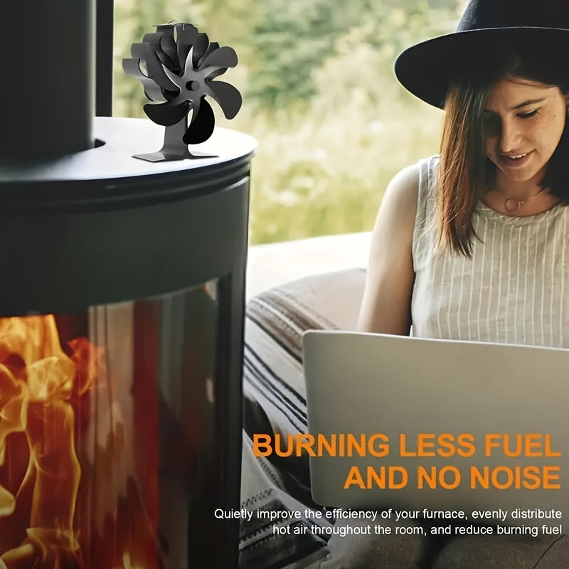 Ventilador de estufa de leña alimentado por calor, sin electricidad, de seis aspas, accesorio para chimenea calefactora