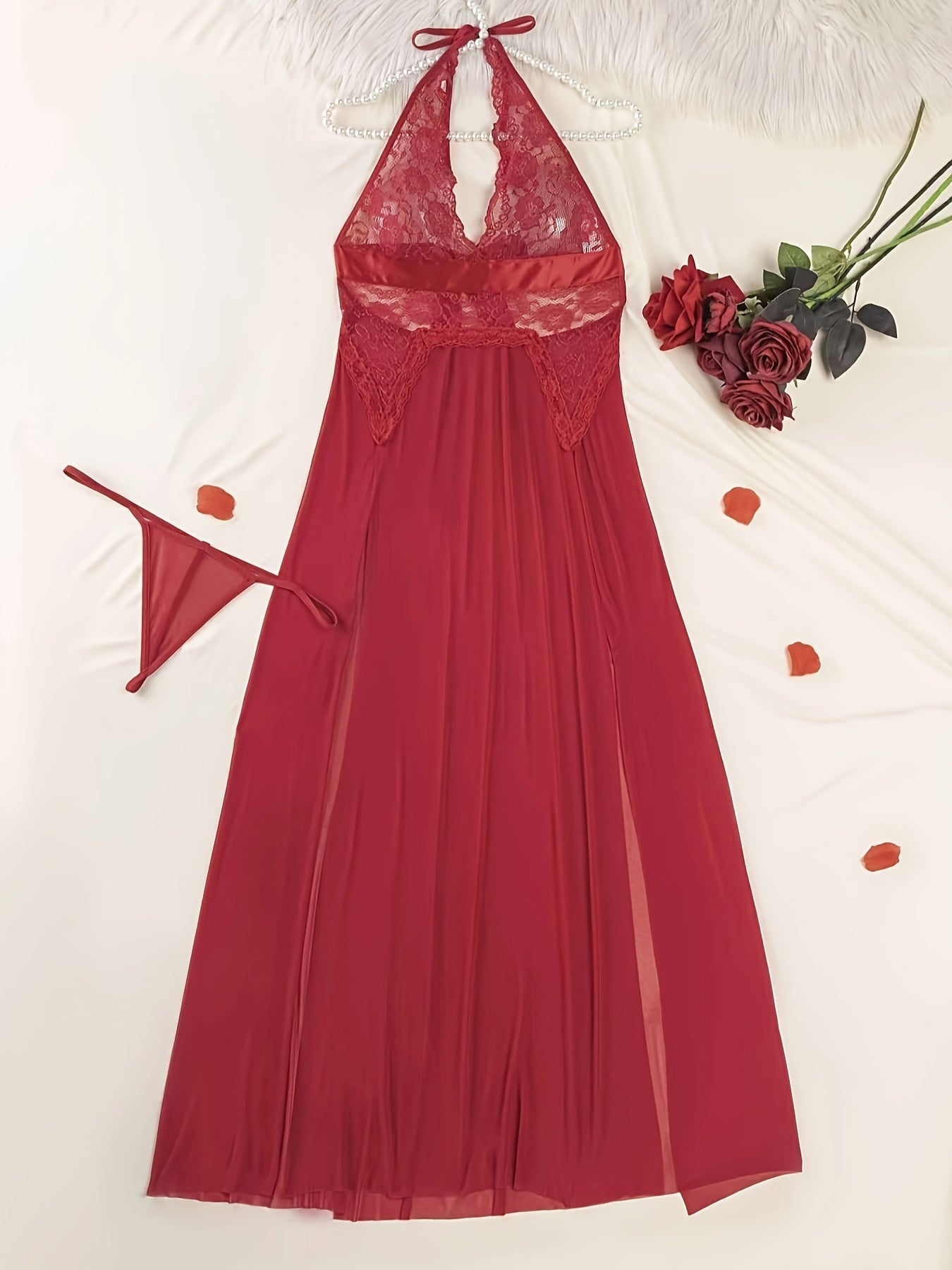 Women's Floral Print Lace-Up Nightgown with Adjustable Straps