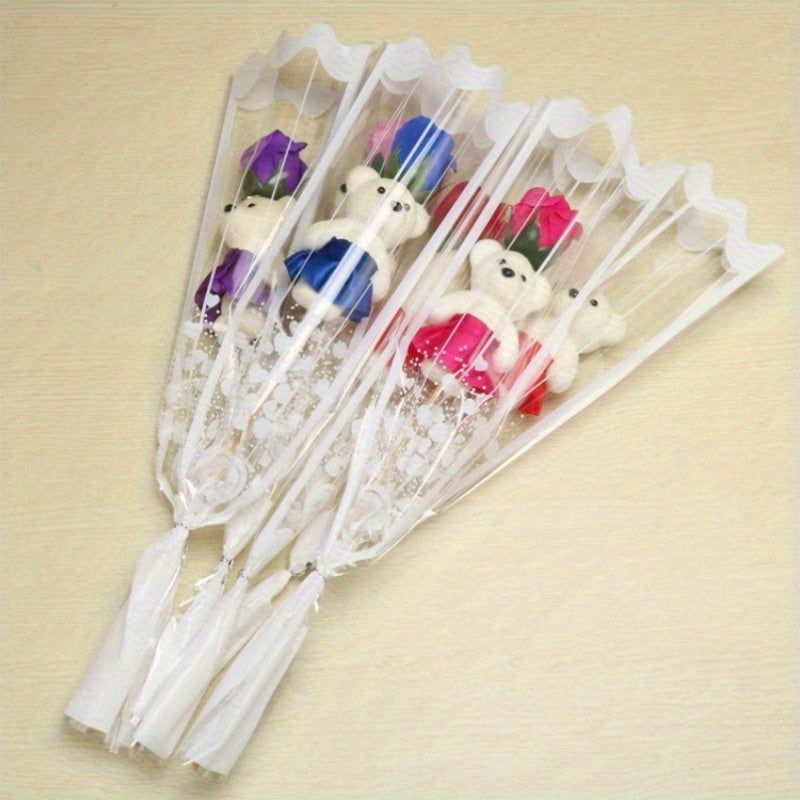 15 Artificial Rose Bouquets with Plush Bears for Birthdays Weddings and Home Decor