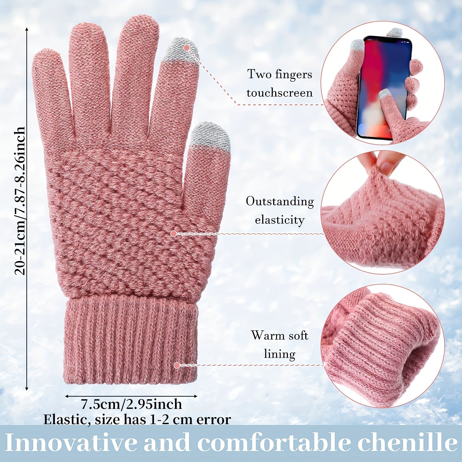 Conjunto de accesorios de invierno para mujer gorro de punto de poliéster, orejeras, guantes y bufanda