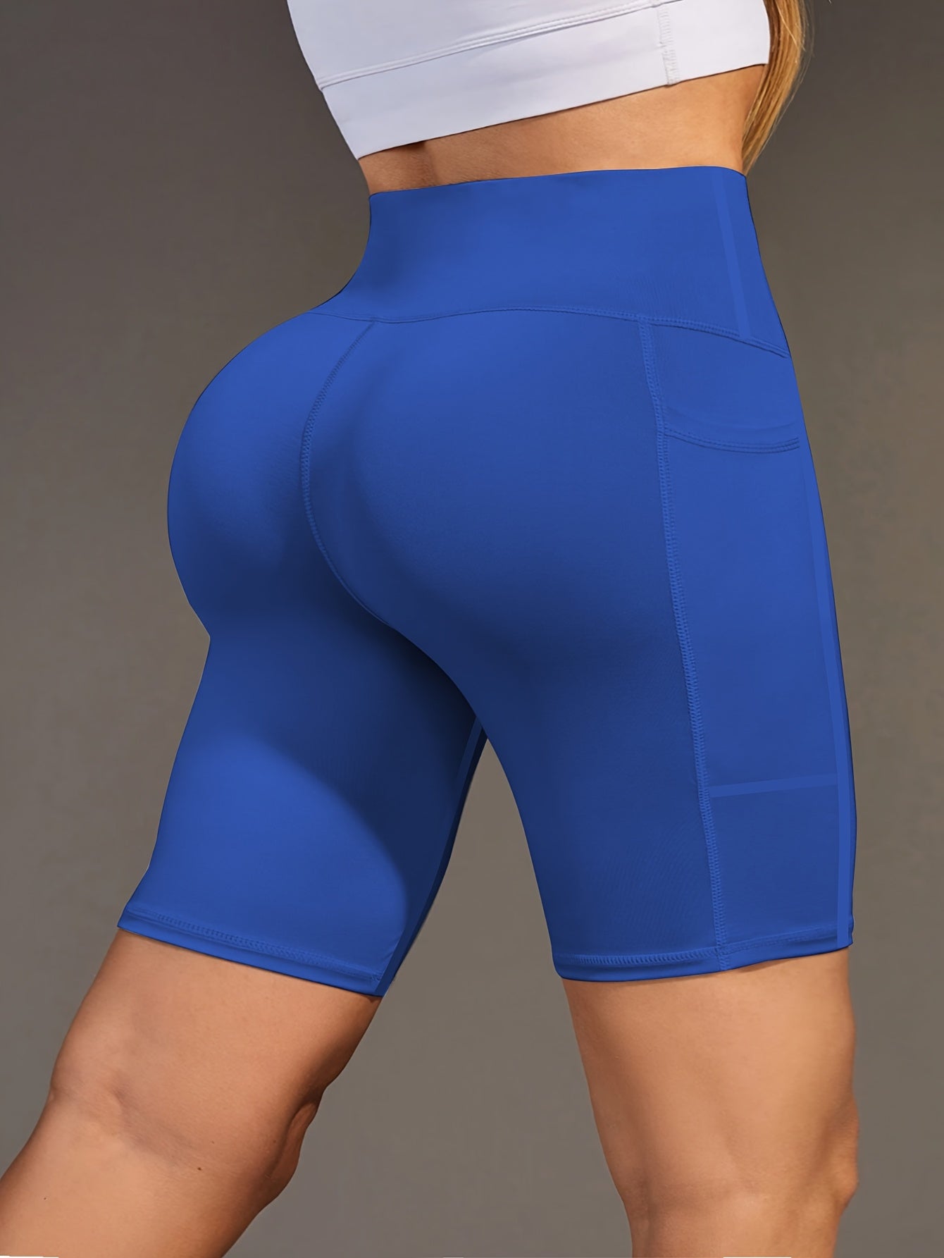 Women's Plus Size High-Waisted Knit Shorts with Pockets for Yoga Fitness