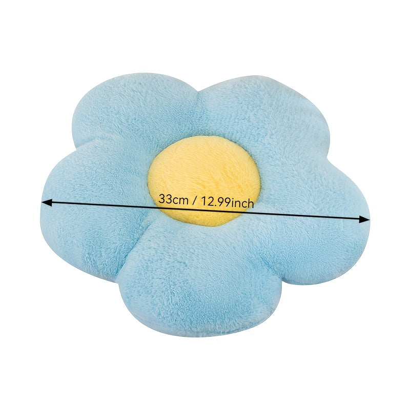 Flower-Shaped Plush Back Support Cushion Polyester Knit for Home Office Car
