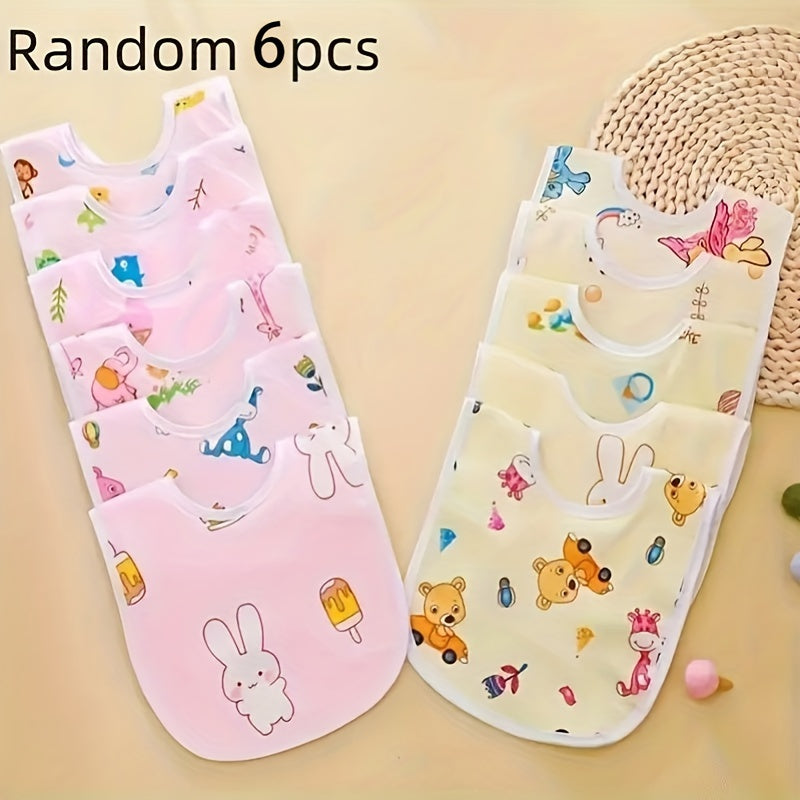 6 Pieces Baby Velvet Waterproof Bibs with Cartoon Designs for Toddlers