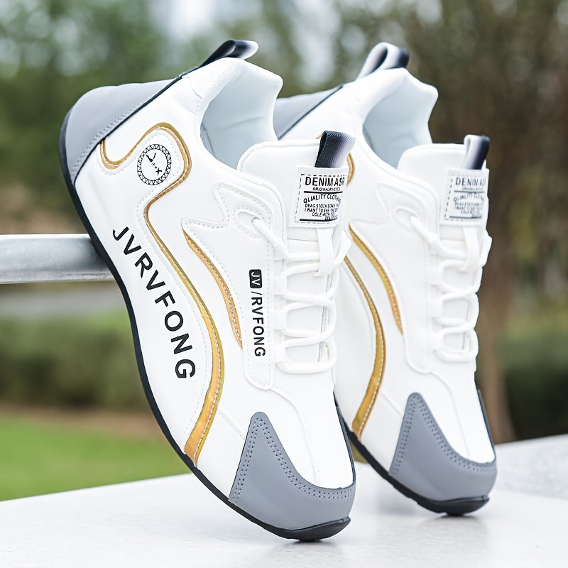 Men's Casual Skate Shoes Solid Color Low Top Lace-Up Breathable Fabric Insole PU Sole