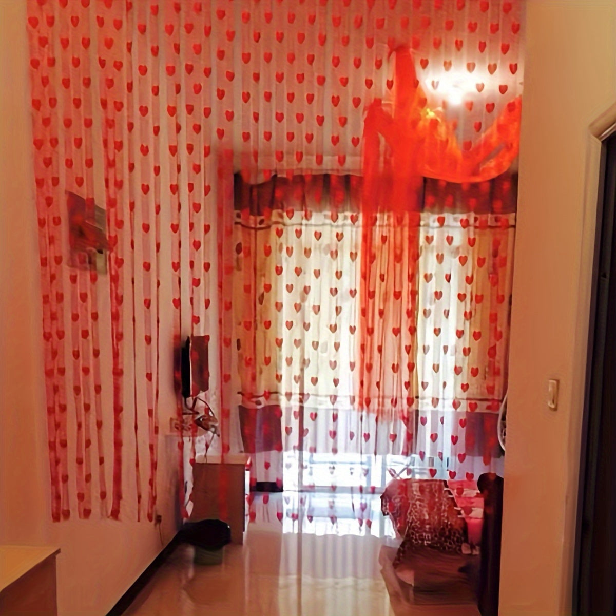 Pink Heart Tassel Door Curtain for Weddings and Home Decor