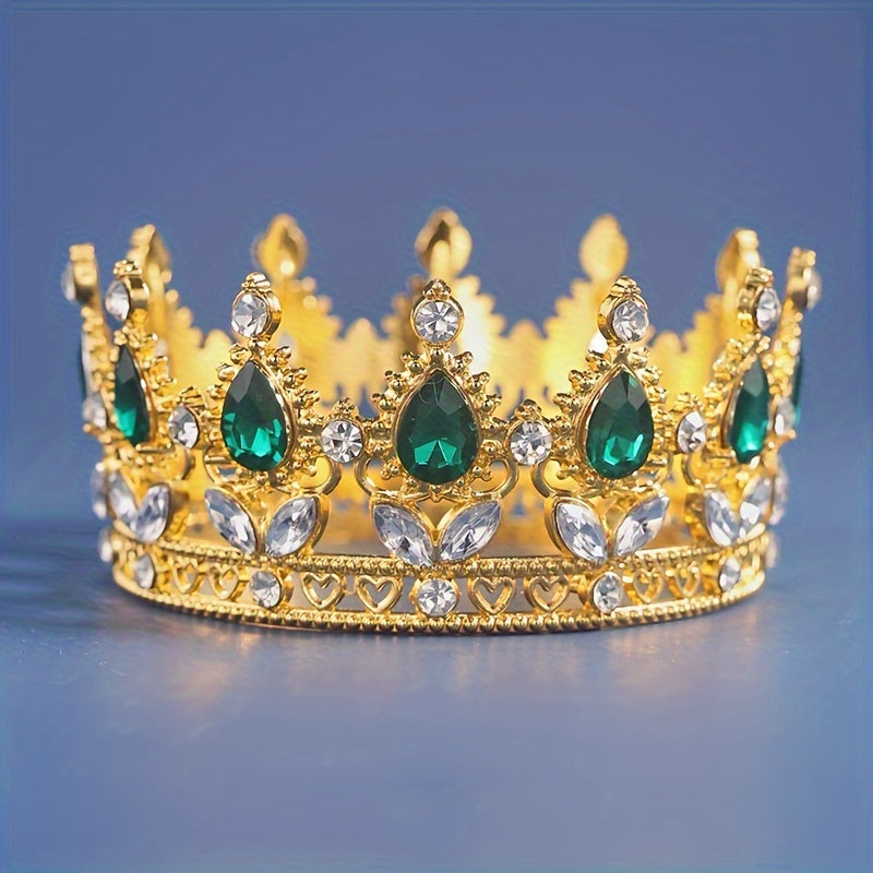 Gold and Silver Wedding Tiara with Crystal Rhinestones for Birthday or Cake Topper