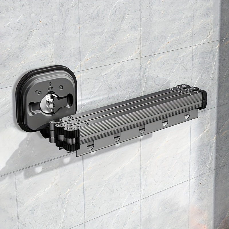 Expandable Metal Clothes Drying Rack with Suction Cups Foldable Wall-Mounted Laundry Hanger