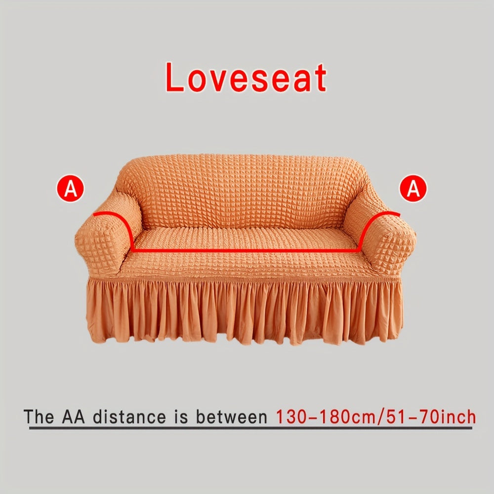 Beige Elastic Sofa Cover Fits All Sizes Machine Washable Living Room