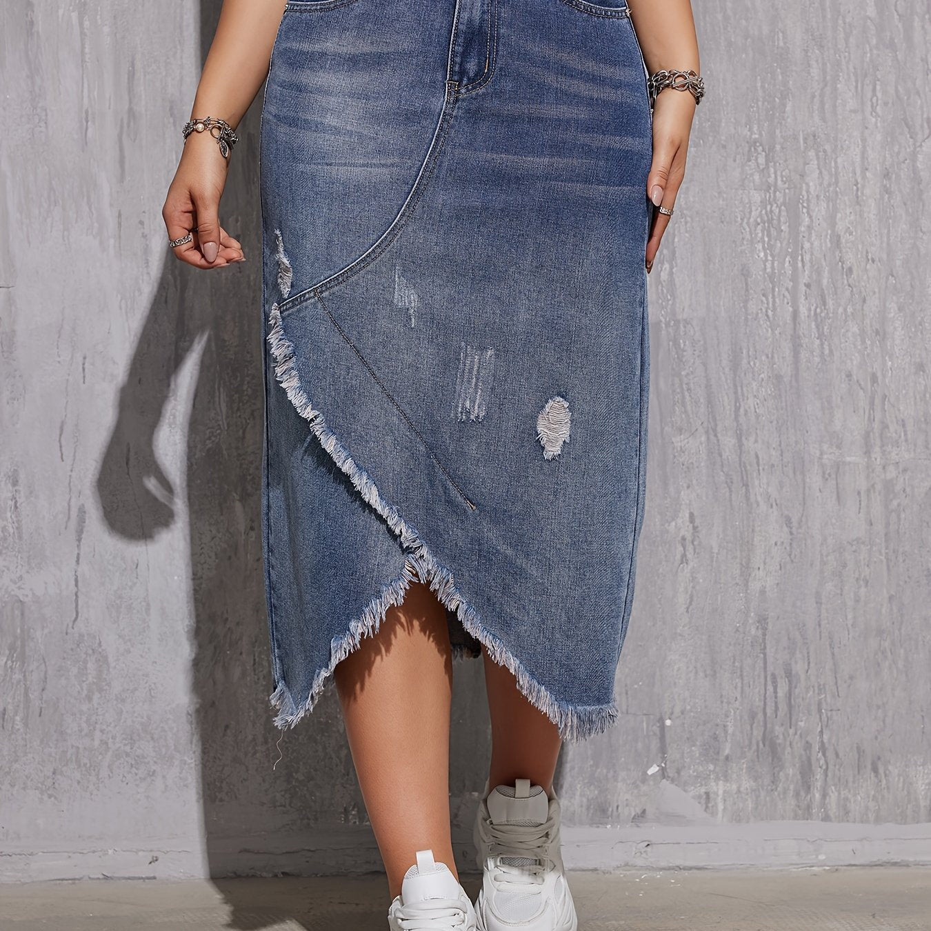 Women's Denim Skirt with Tassel Detail Casual Bodycon Solid Cotton Blend for Spring Summer Fall