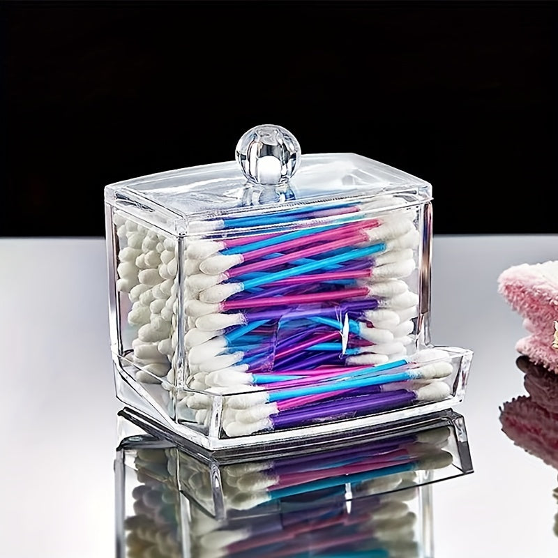 Juego de 2 frascos de almacenamiento transparentes para baño para bolas de algodón y bastoncillos