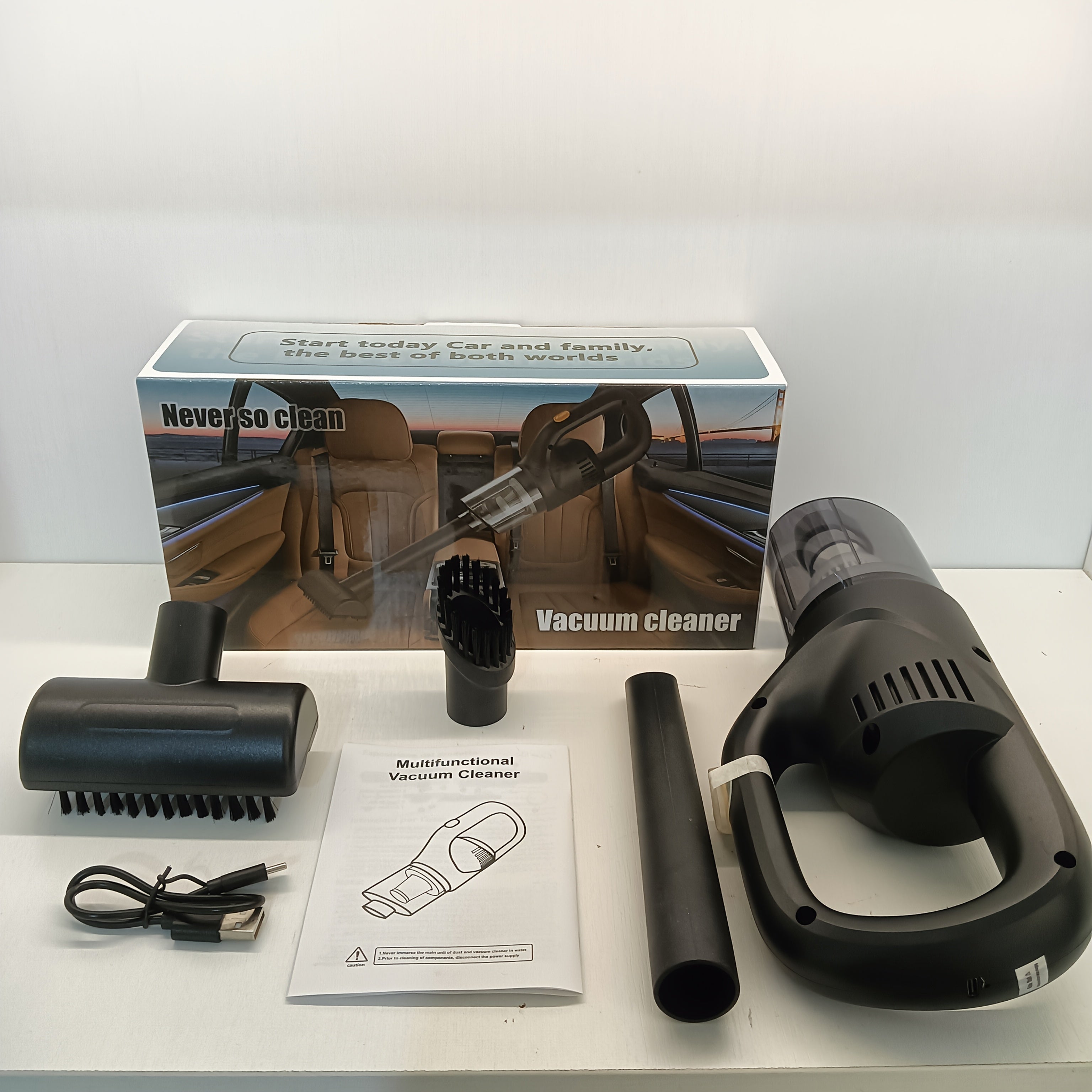 1 шт. Высокопроизводительный беспроводной пылесос с силой всасывания 15 кПа - стильный черный ручной, USB перезаряжаемый, низкий уровень шума, простое управление одной кнопкой для дома и автомобиля с насадкой для щелей и корпусом из АБС.