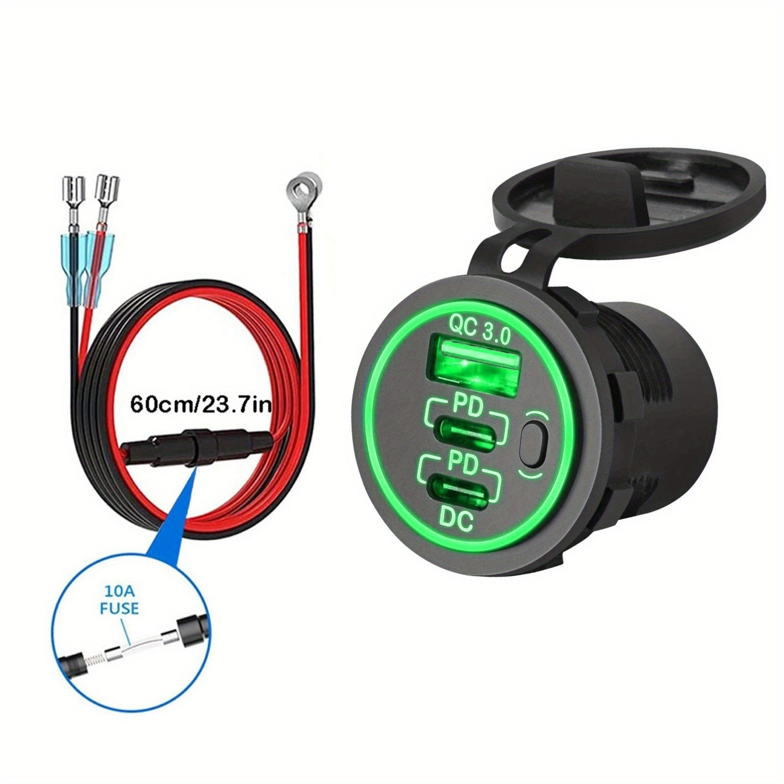 Avtomobil USB Tez Zaryadlovchi Uch Portli Type-C PD QC 3.0 Transportlar Qayiqlar uchun