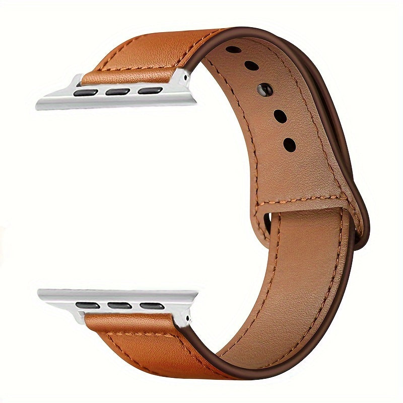 PU Leather Watch Band with Rivet Closure for Apple Watch Series 8/SE Adjustable Sport Strap Fits 38-49mm Wrist 5.9-8.2 Inches