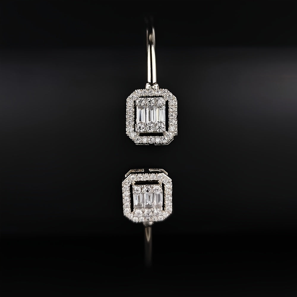 Women’s Copper Open Cuff Bracelet with Square Synthetic Zirconia Stylish Jewelry