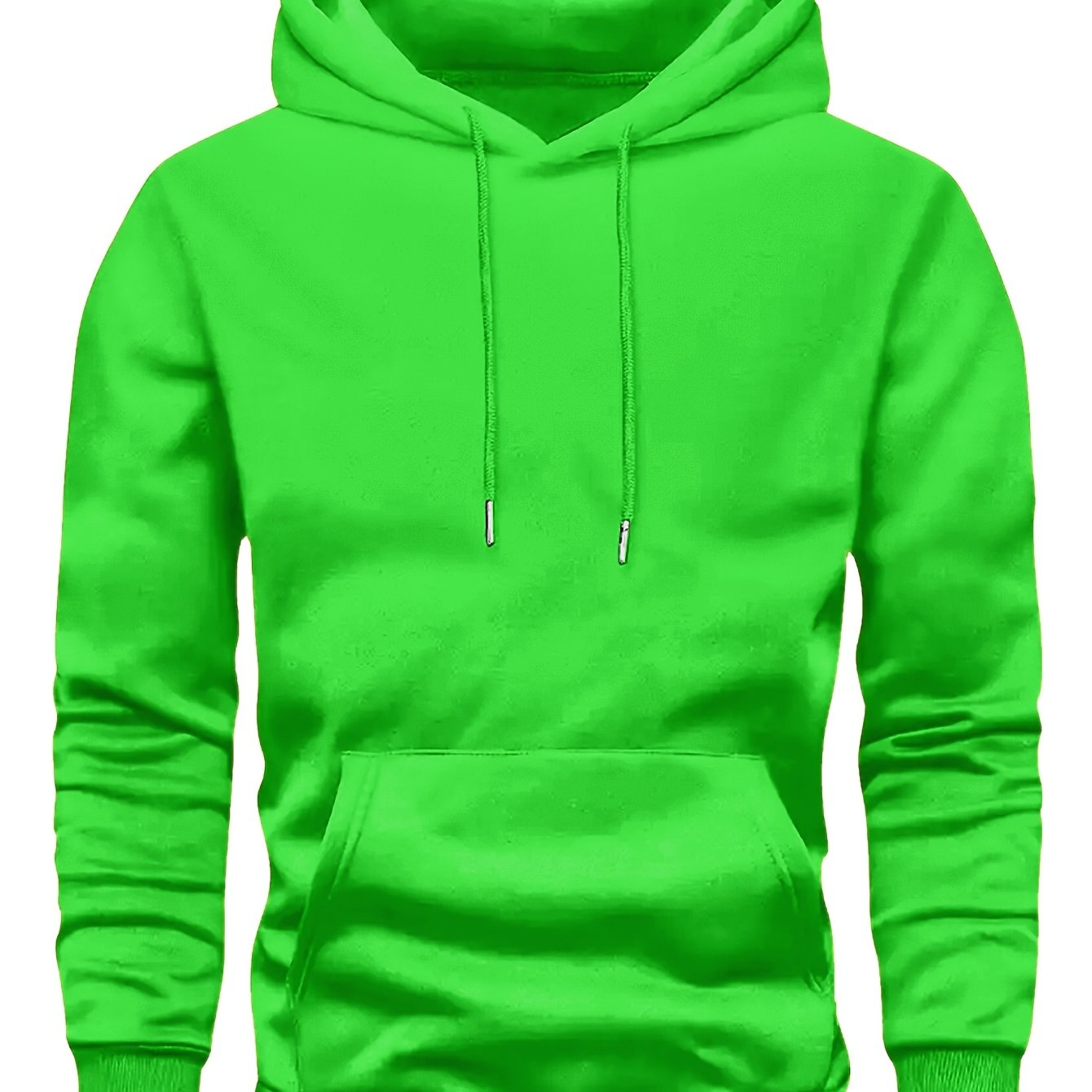 Men's Casual Hoodie with Hooded Collar, Polyester, Solid Color, Regular Fit