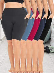 Plus Size High-Waisted Capri Leggings with Pockets for Yoga and Workout