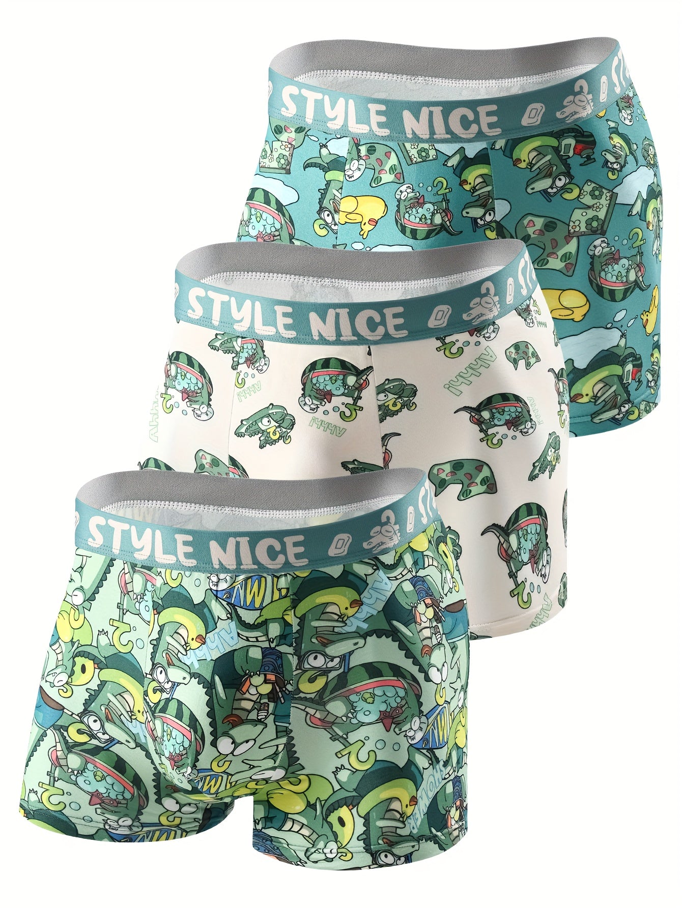 Men's Underwear Mid-Rise Flat-Crotch Shorts Breathable Polyester Elastic Waist Casual Sports Set of Three