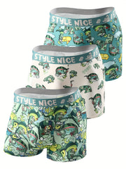 Men's Underwear Mid-Rise Flat-Crotch Shorts Breathable Polyester Elastic Waist Casual Sports Set of Three