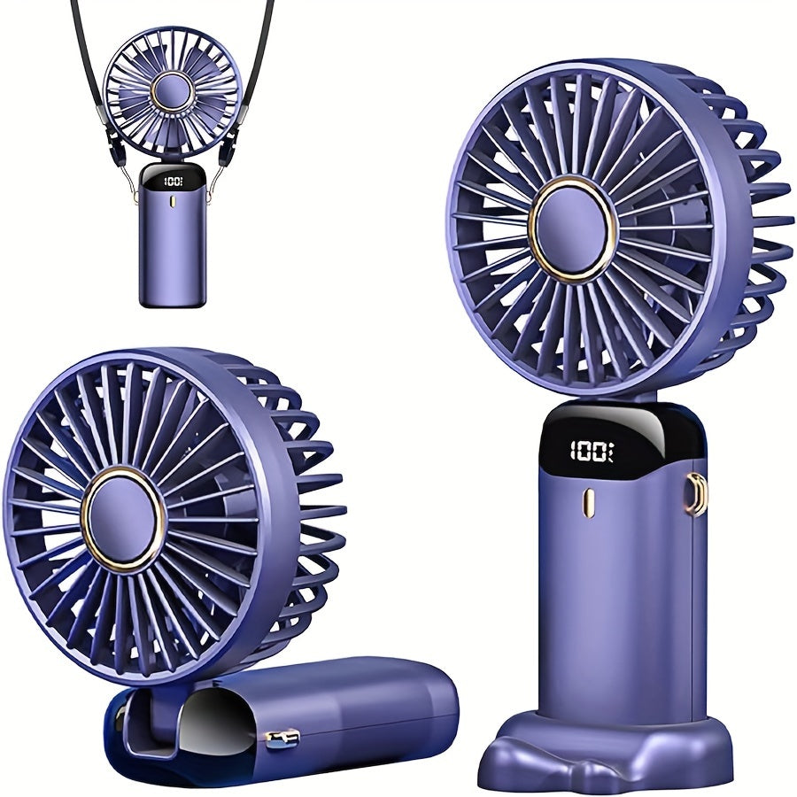 Portable Handheld Fan with LED Display Rechargeable Quiet USB Mini Fan for Indoor Outdoor Use