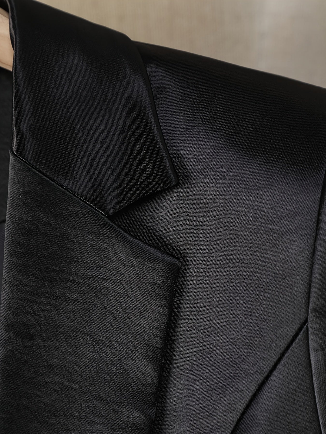 Women's Acetate Blazer Black Single-Button Formal Casual Jacket