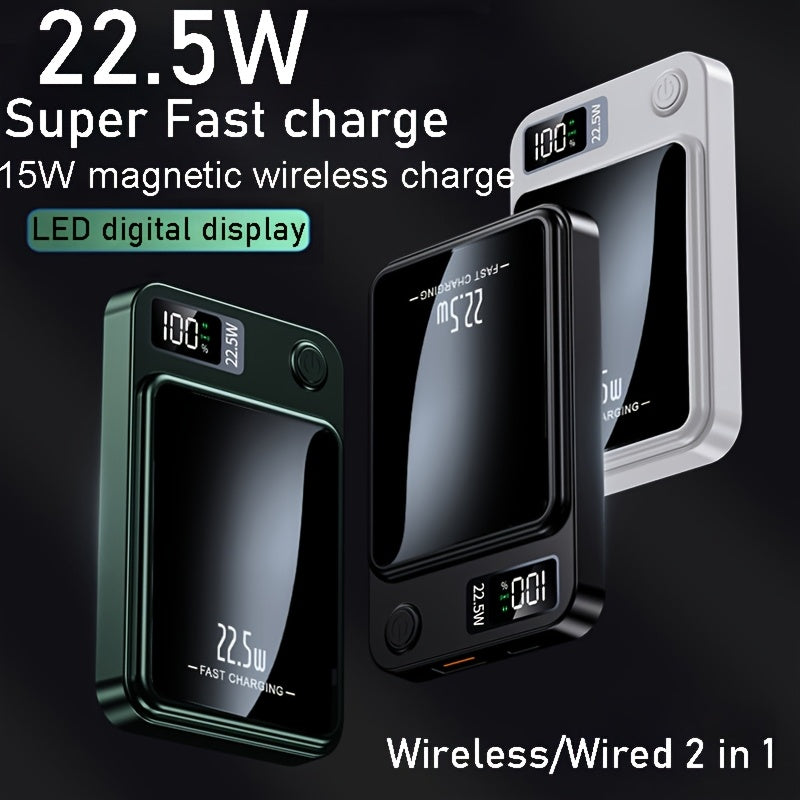 Wireless Power Bank 10000mAh Magnetic Wireless Charger 22.5W PD20W LED Display Compatible with Apple Android Phones