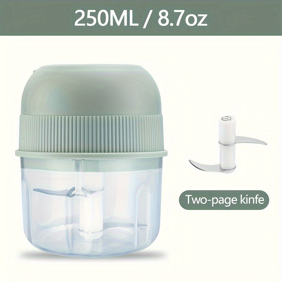 250ml Elektr mini sarimsoqpichoq USB qayta zaryadlanadigan go'sht maydalagich oshxona asbobi