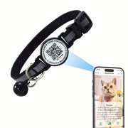 Reflective QR Code Pet Collar for Cats and Small Dogs High Visibility Night Anti-Lost Striped Polyester