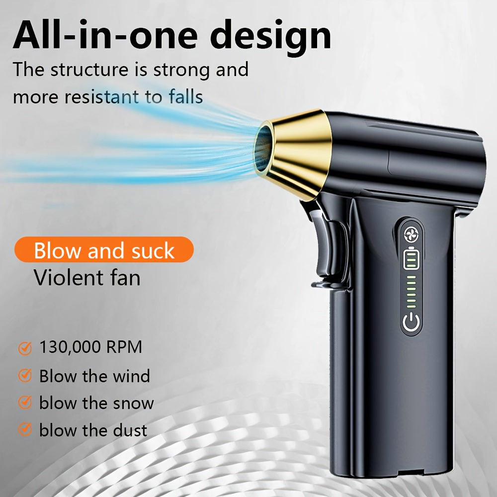 Portable Handheld Fan with 130,000RPM Speed Rechargeable Battery USB Charging Compact Dust Blower for Cleaning and Outdoor Use