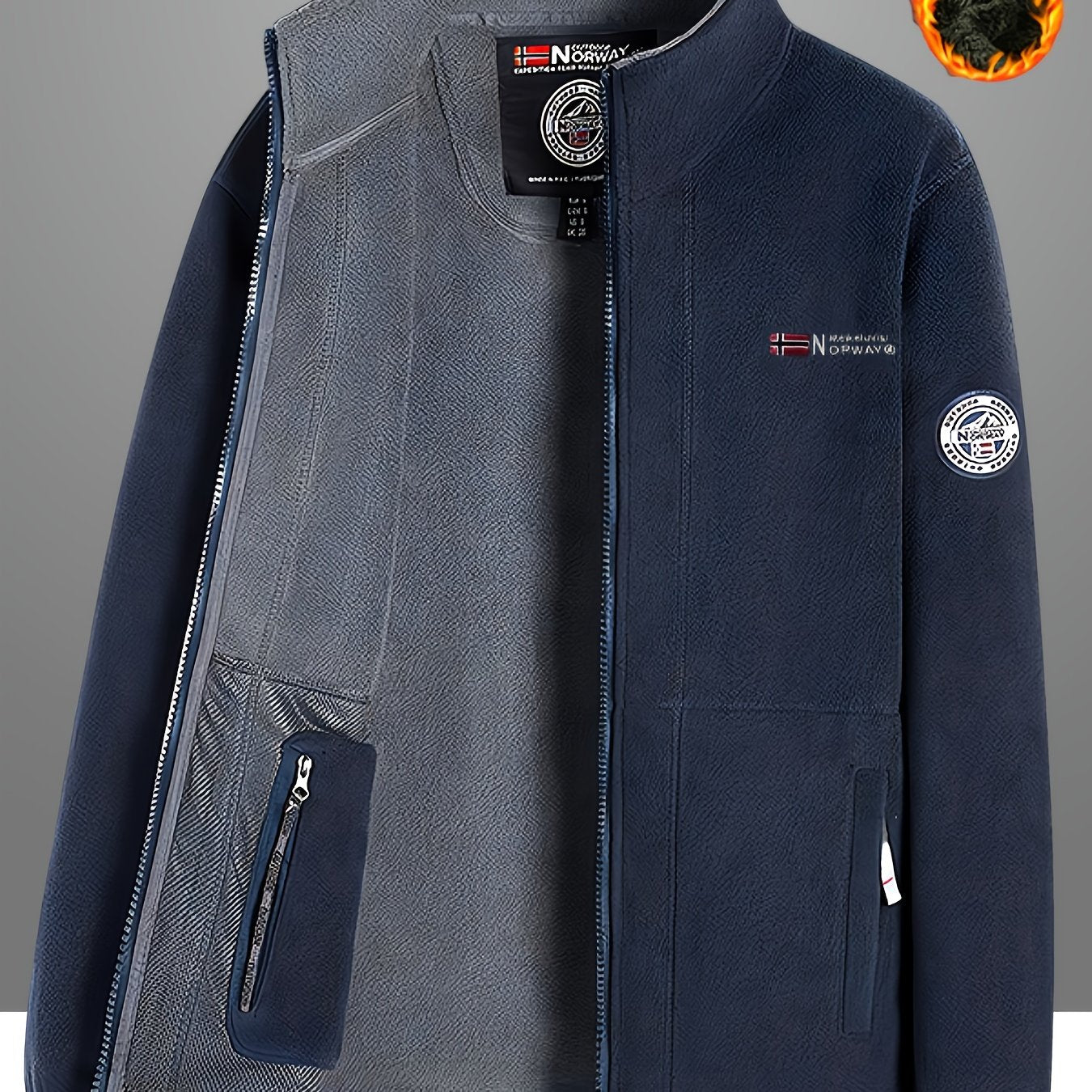 Мужская вышитая алфавитная толстовка-куртка из 100% полиэстеровой трикотажной ткани для осени и зимы