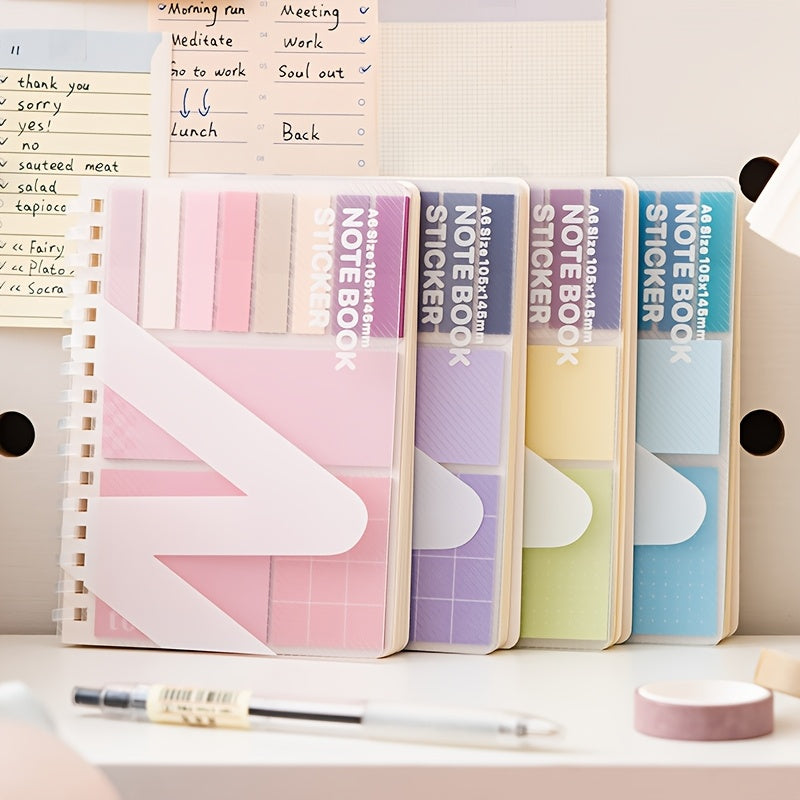 A6 Soft Loop Buckle Notebook with Sticky Notes for Office and Study Cute Design