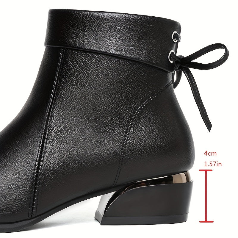 Женские черные ботинки на каблуке с заостренным носком, массивным каблуком, молнией и амортизирующей стелькой