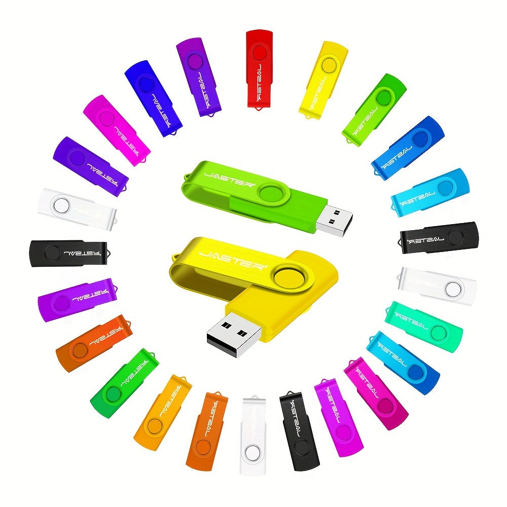 128GB High-Speed USB 2.0 Flash Drive with Rotatable Metal Keychain in Bright Colors