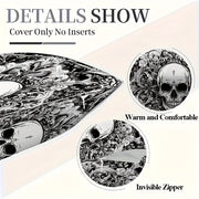 Gothic Skull Pillow Covers 4-Pack Double-Sided Print Zippered Decorative Sofa Cushions