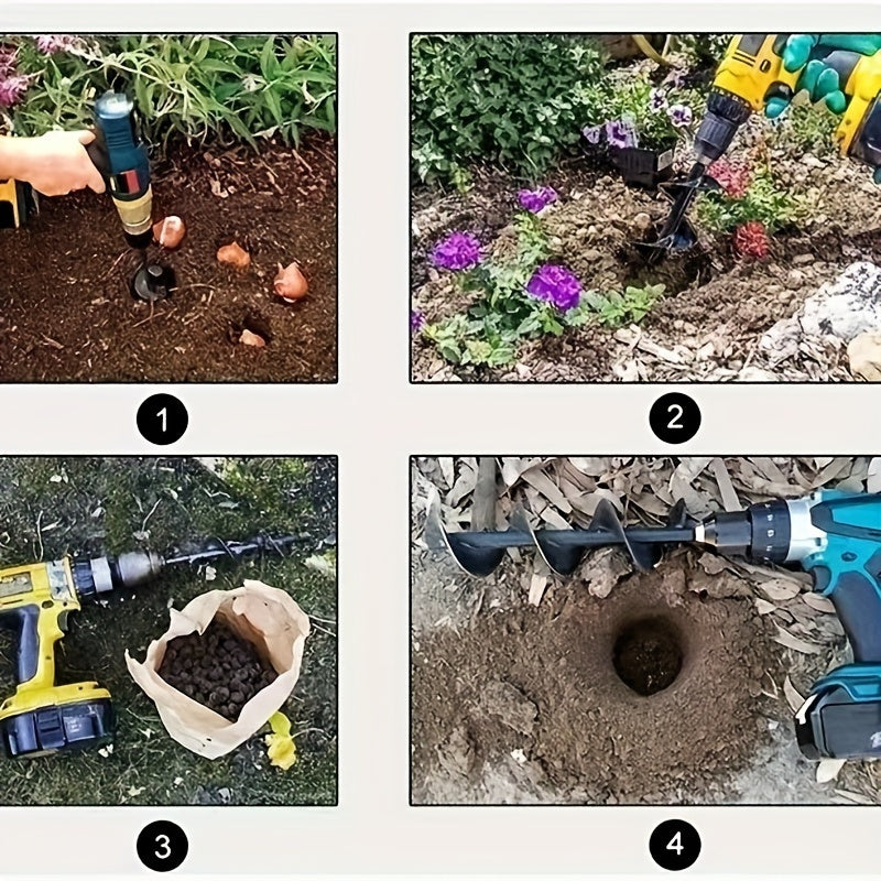 Metal Garden Spiral Drill Bit for Planting No Electricity Needed Solid Steel Auger for Bulbs and Bedding Plants