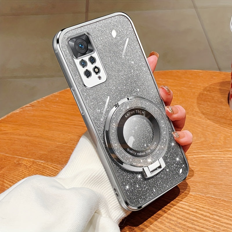 Magnetic Suction Phone Case for Redmi Series with Gradient Flash Powder Shockproof TPU