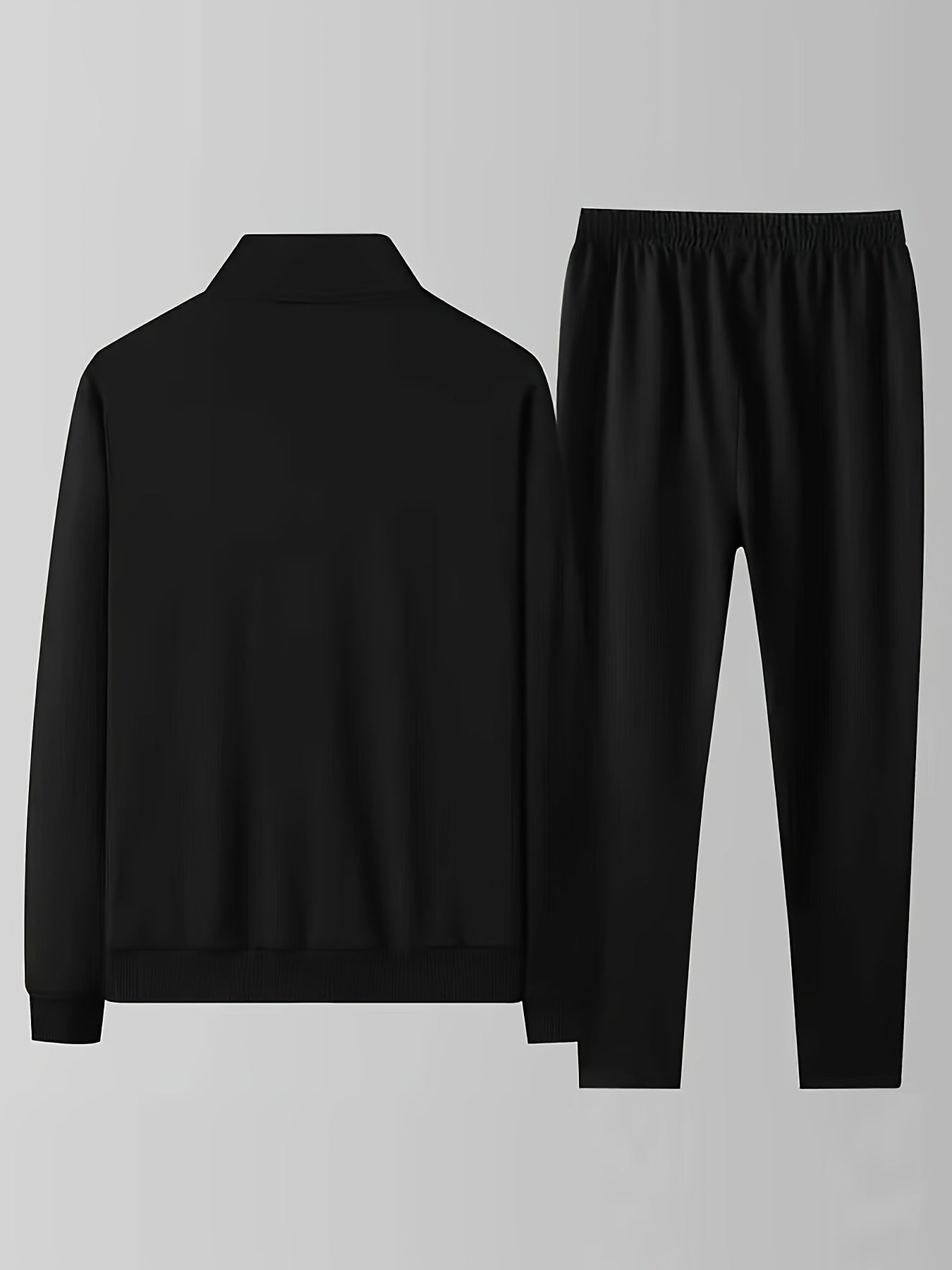 Men's Polyester Tracksuit Set with Jacket and Long Pants in Solid Color