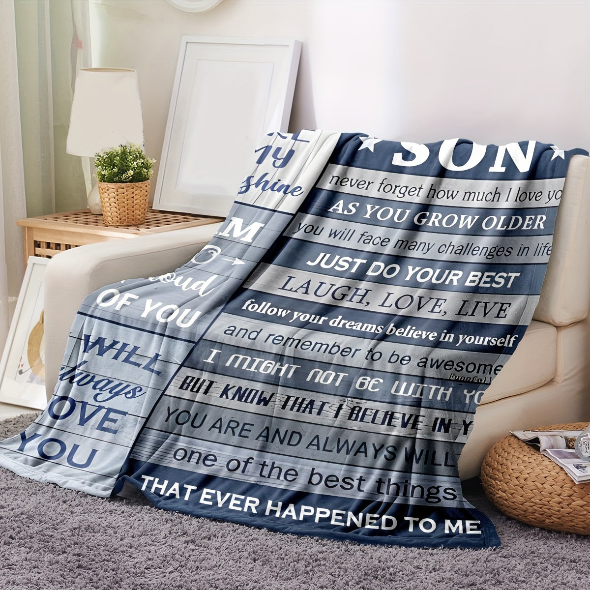 Flannel Fleece Bed Blanket for Son Hypoallergenic Queen Size Digital Print Easy Care